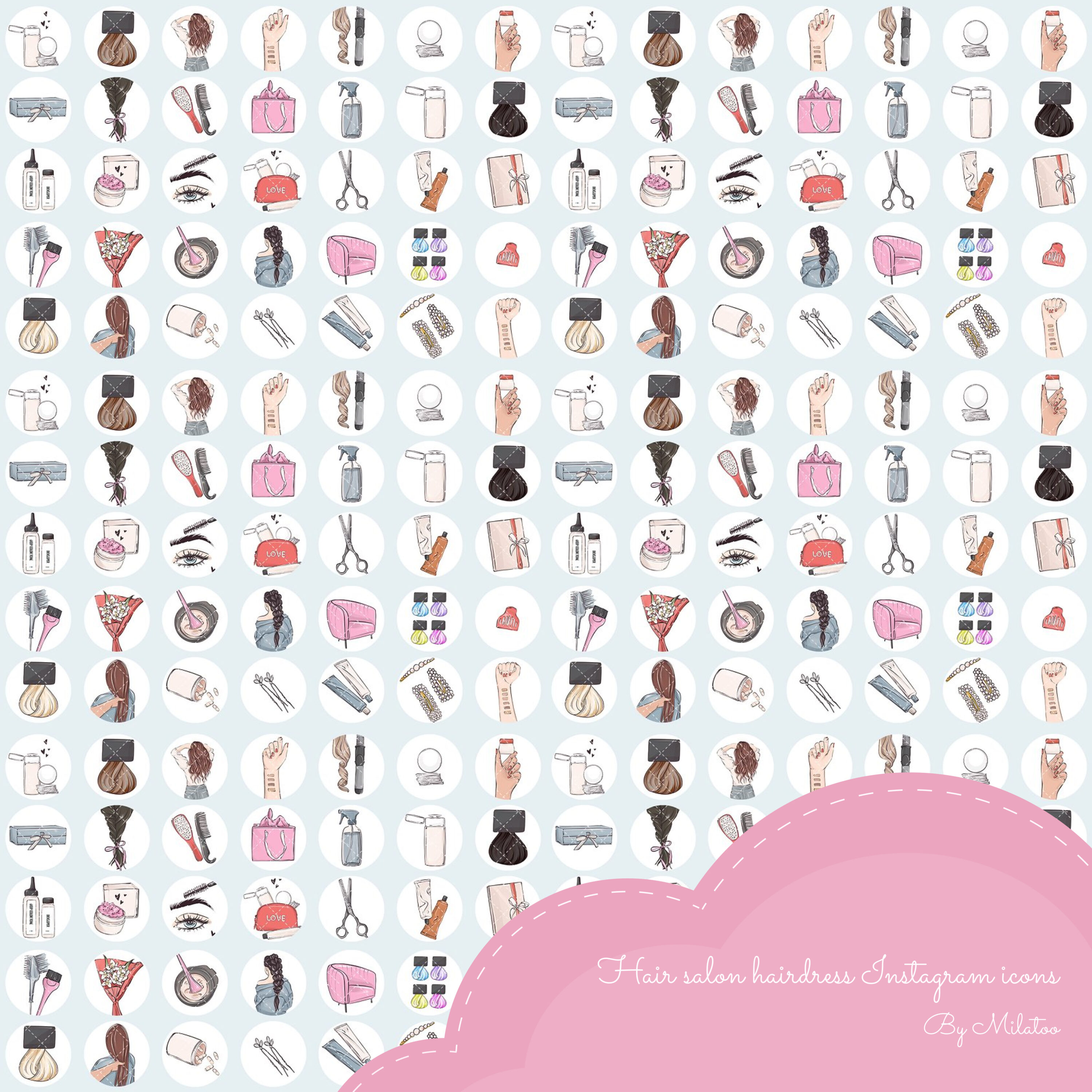 Preview hair salon hairdress instagram icons.