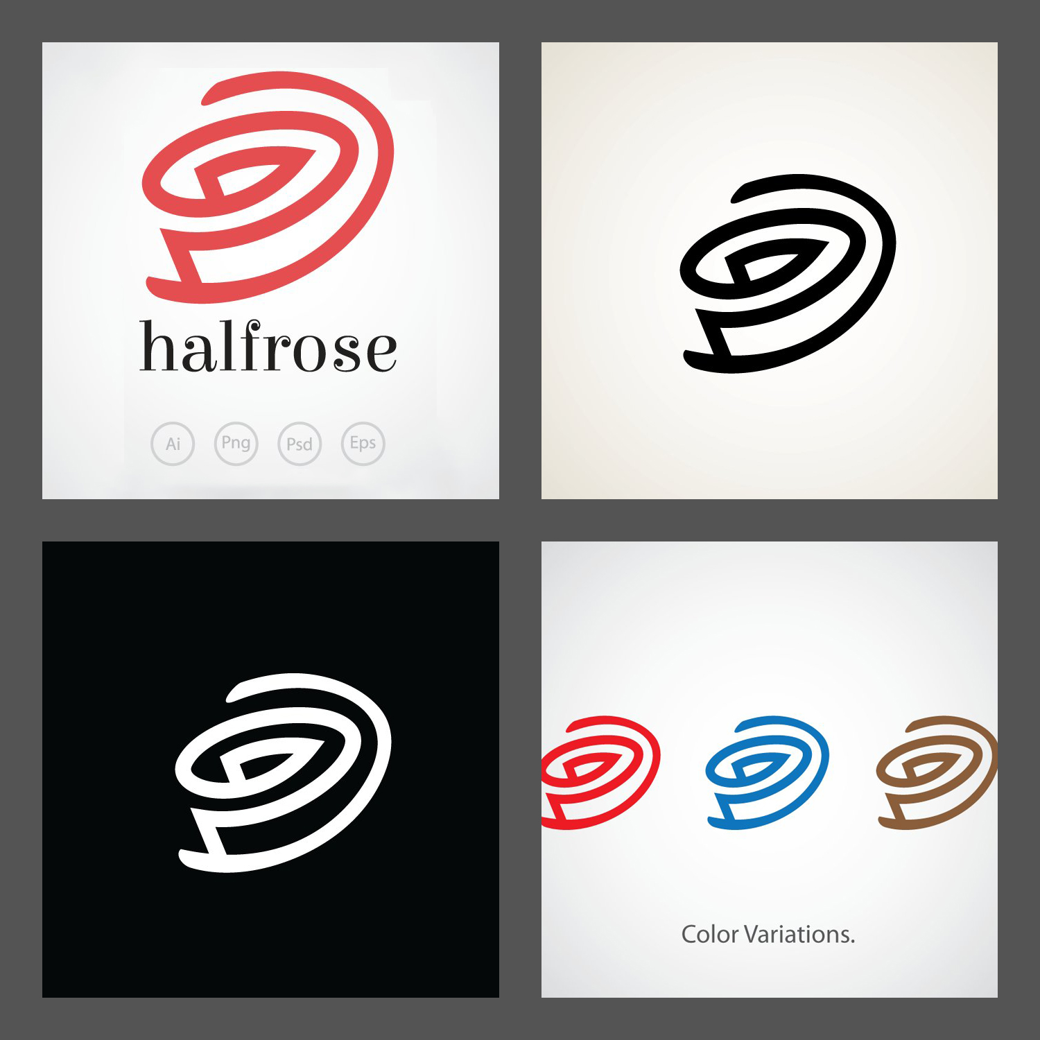 Prints of half rose logo template.