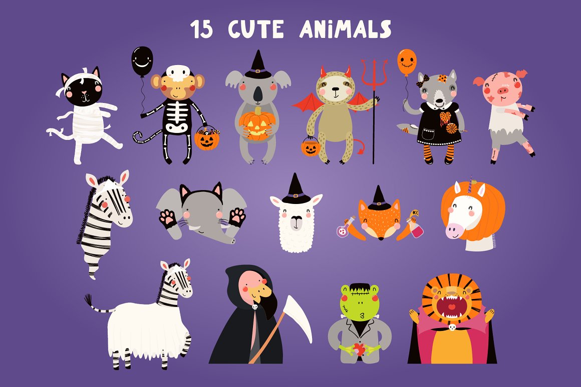 Wonderful animals on the theme of Halloween.