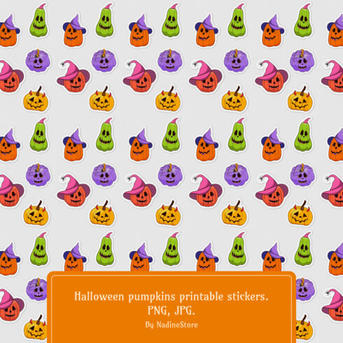 Halloween pumpkins printable stickers preview.