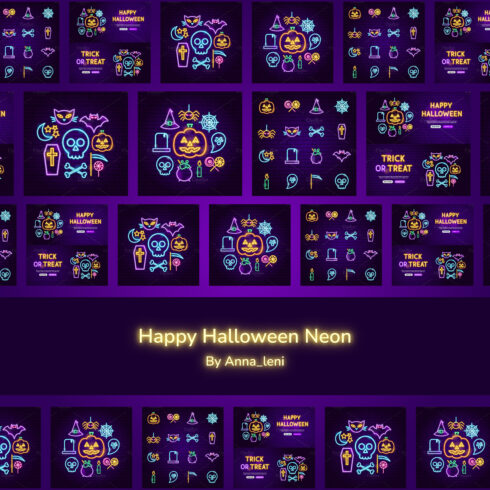 Prints of happy halloween neon.