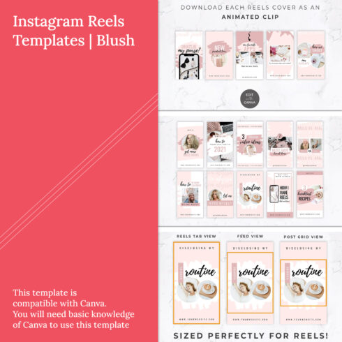 Instagram reels templates blush preview.