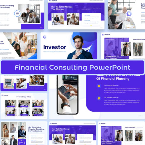 Prints of investor financial consulting powerpoint.