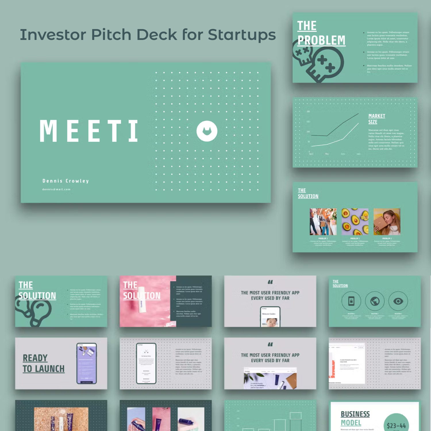 Prints of investor pitch deck for startups.