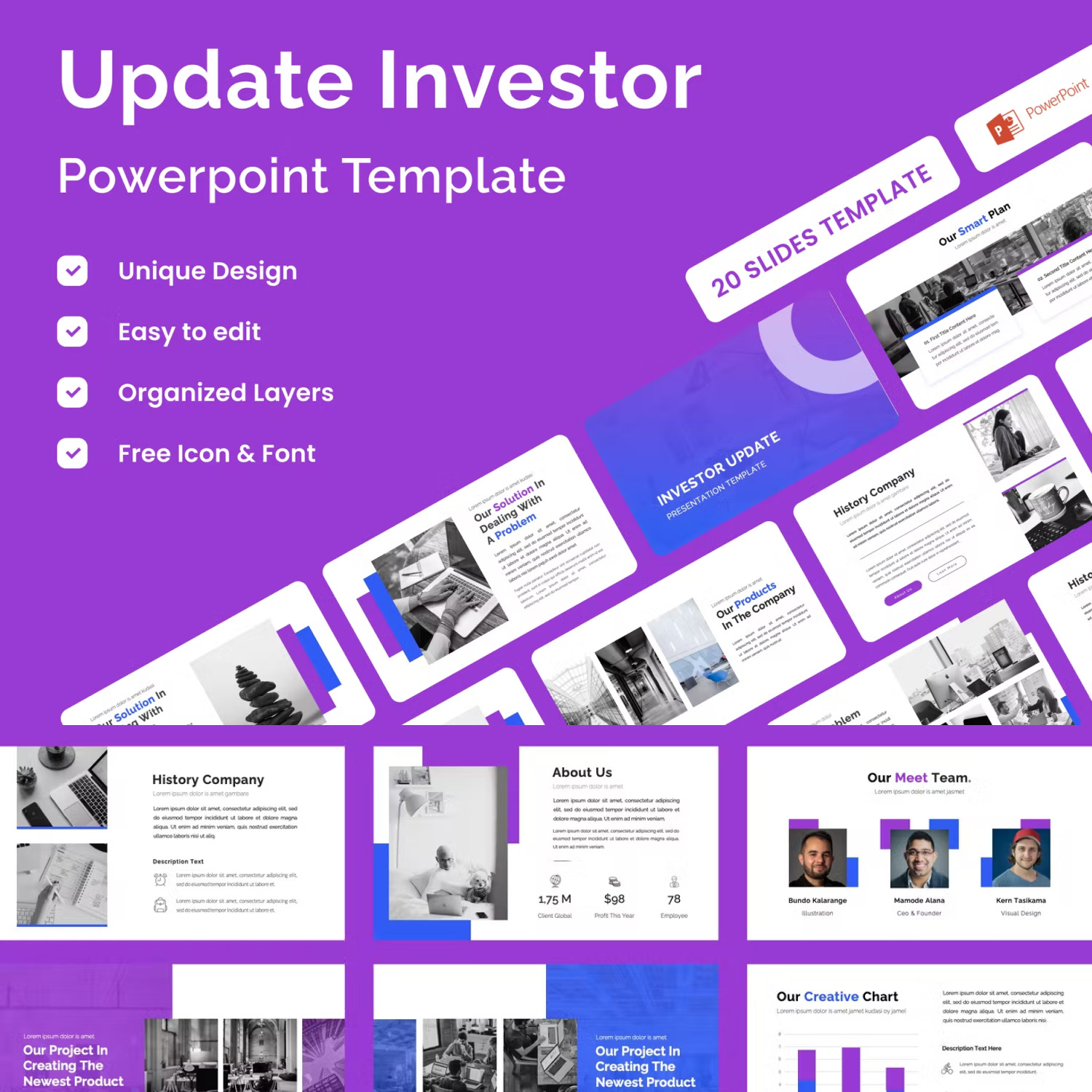 Prints of investor update presentation template powerpoint.