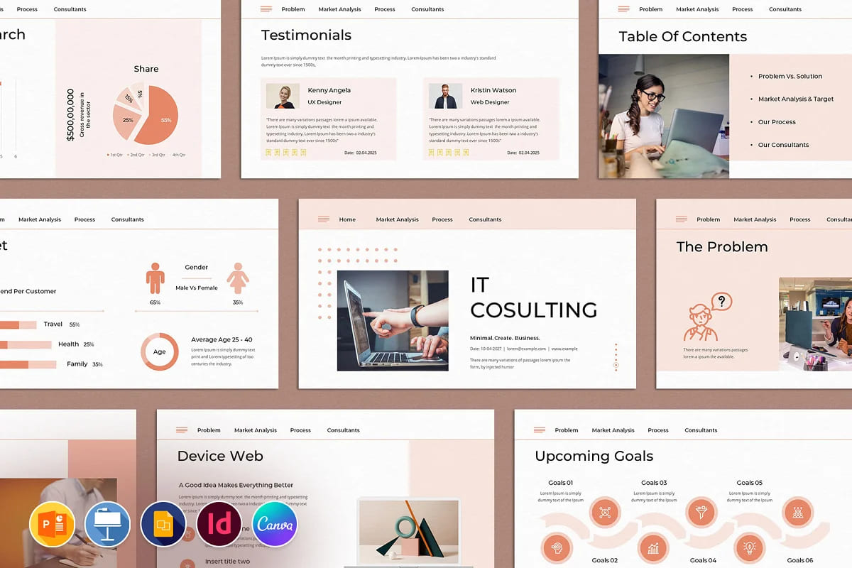 it consulting presentation template for different types of presentations.