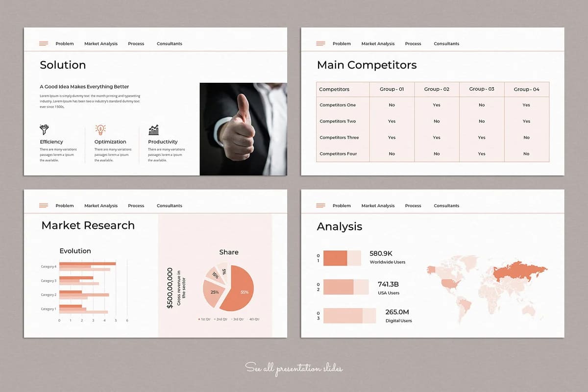 it consulting presentation template pages.