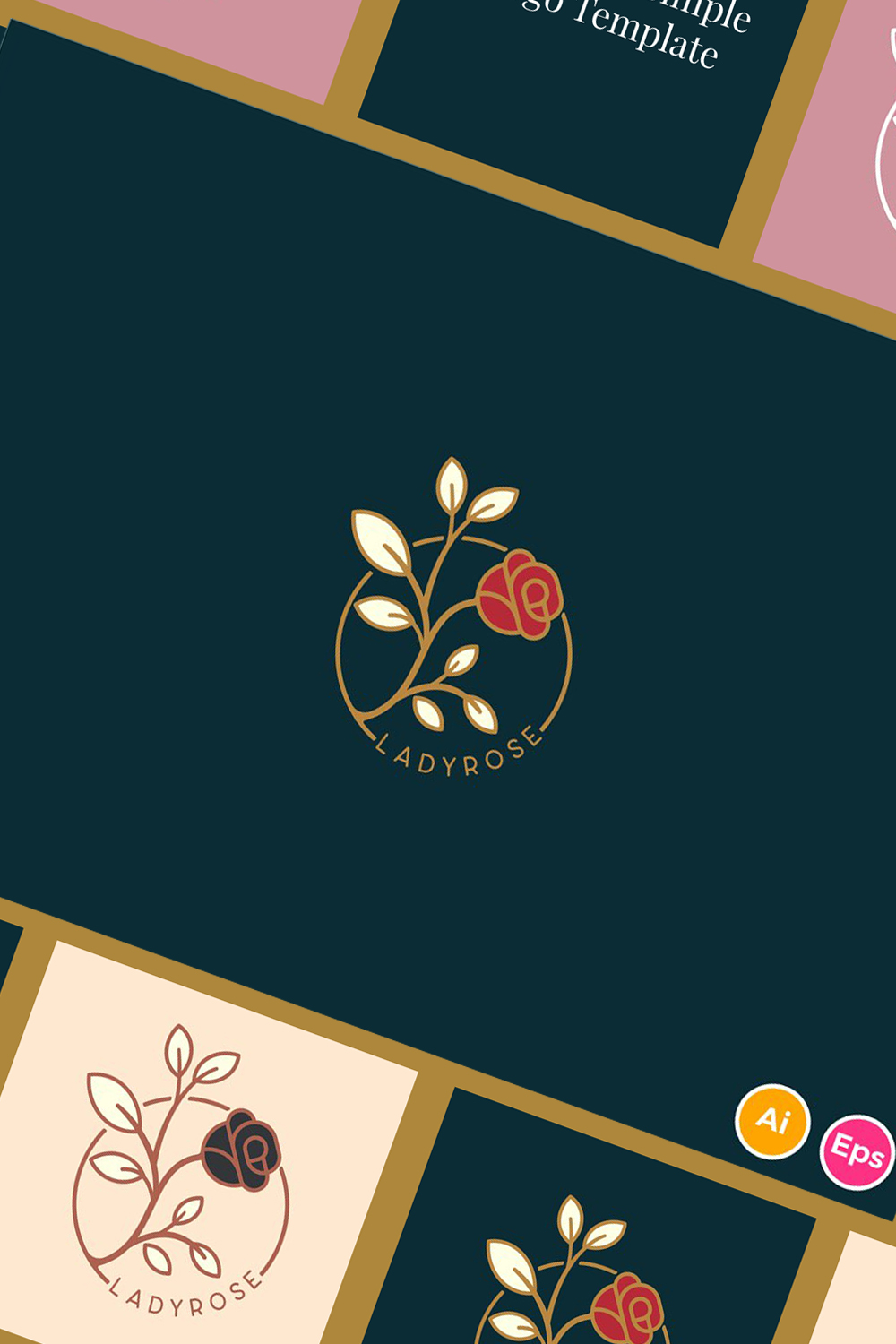 Lady rose simple logo template of pinterest.