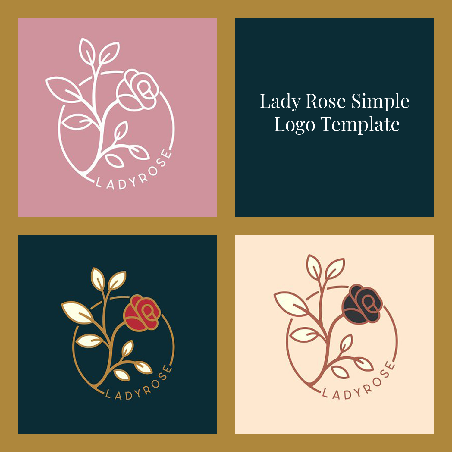 Lady rose simple logo template preview.