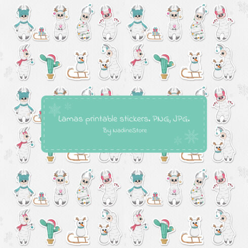 Lamas printable stickers preview.