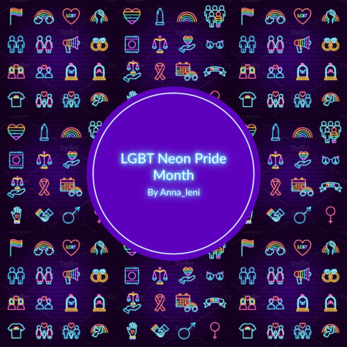 Prints of LGBT neon pride month.