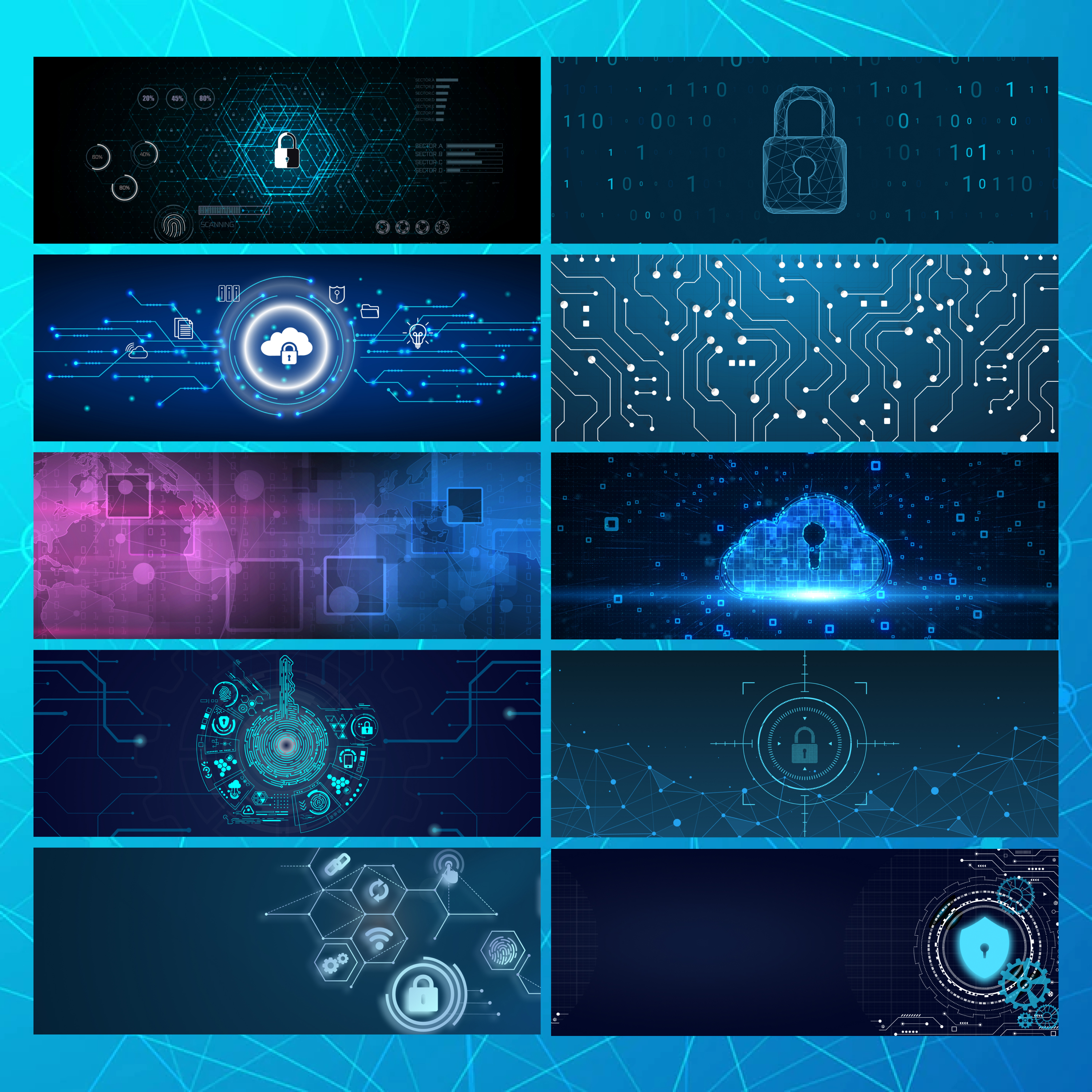 Linkedin cybersecurity background banners preview.