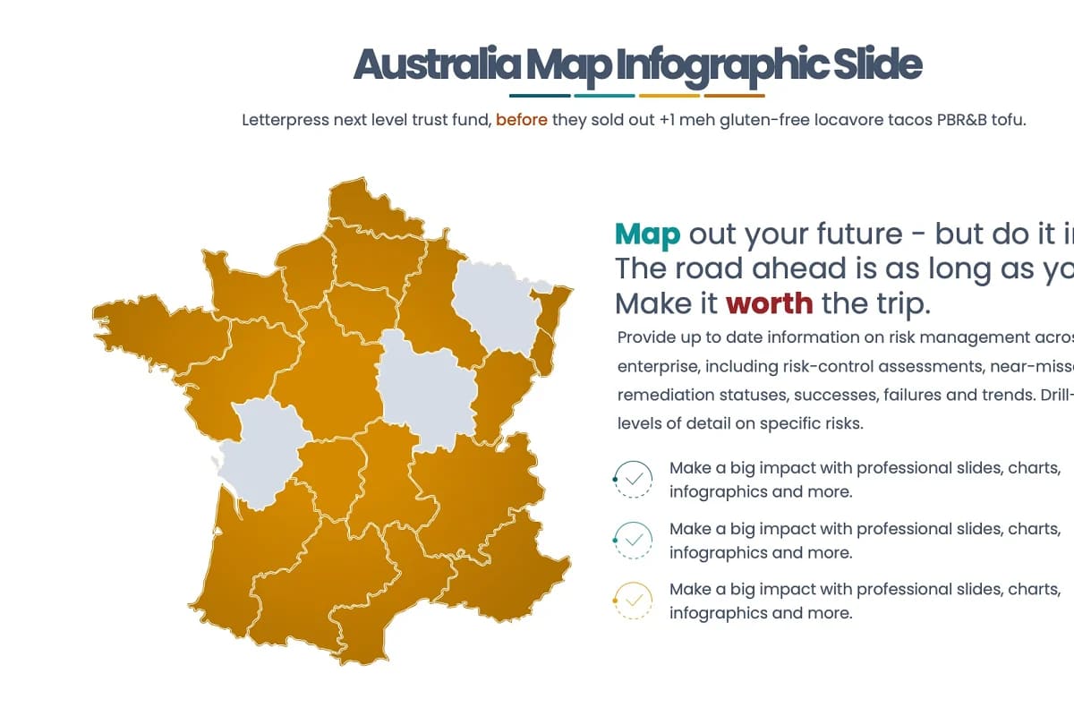 maps powerpoint infographics, australia map infographics slide.