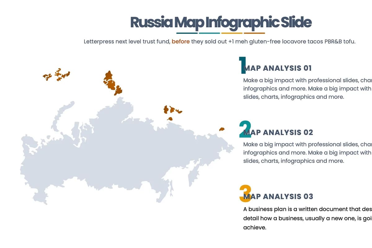 maps powerpoint infographics, russia map infographic slide.