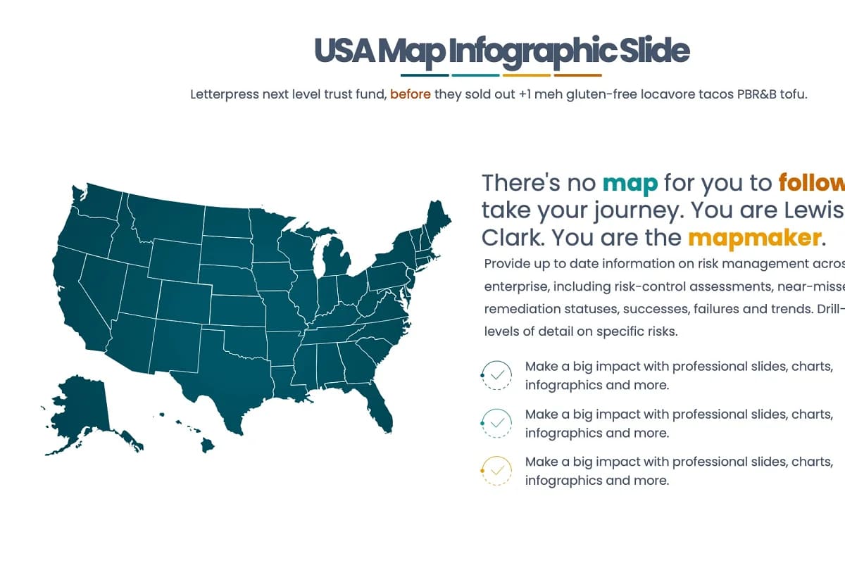 maps powerpoint infographics, usa map infographic slide.