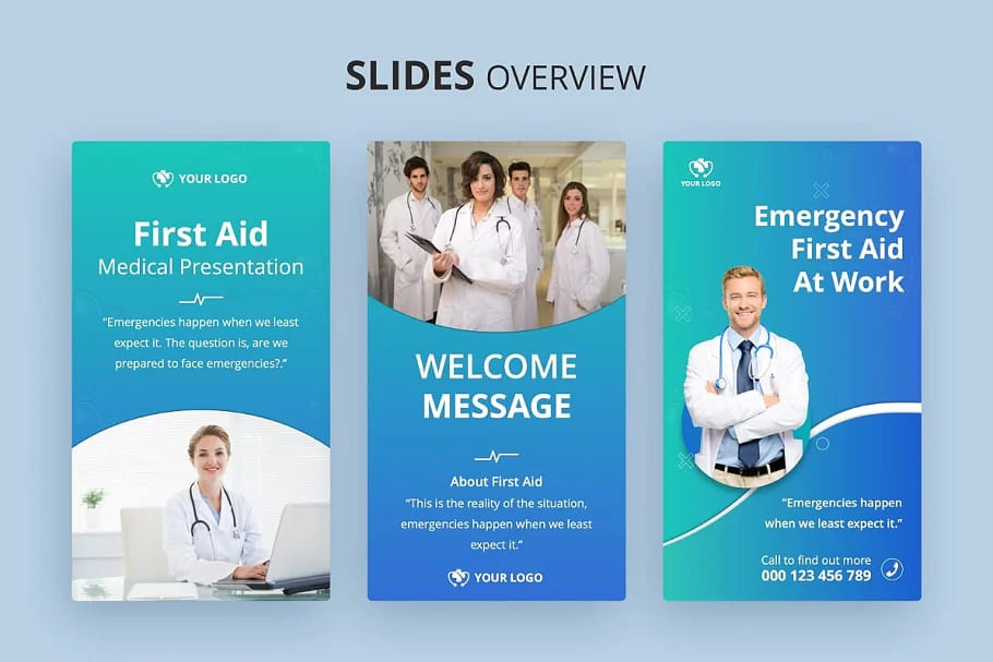 medical first aid social media template.