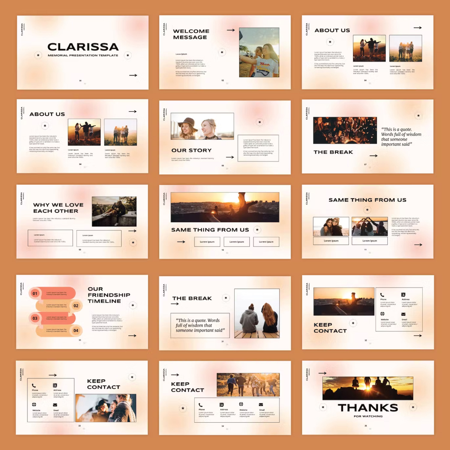 Memorial powerpoint template preview.