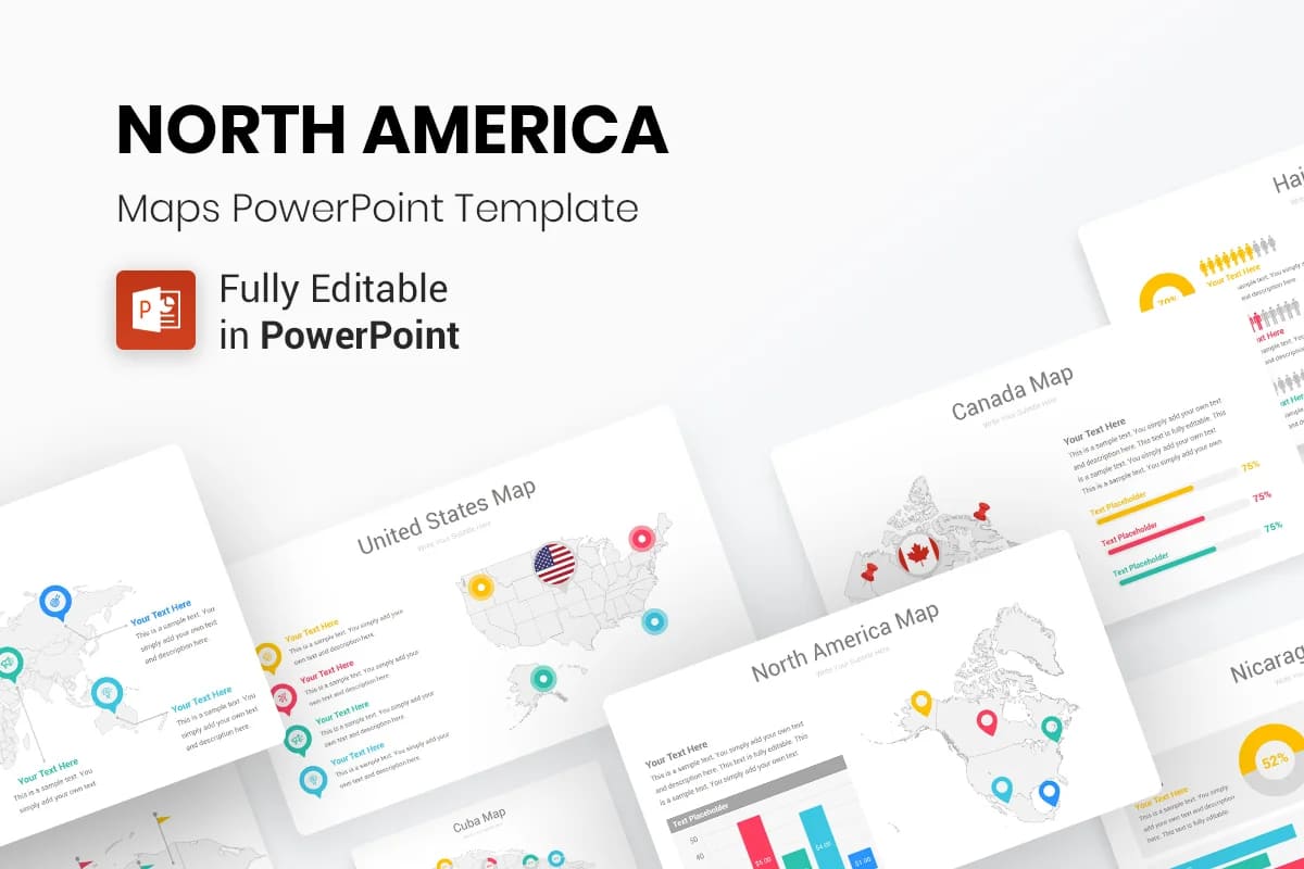north america maps powerpoint presentation.
