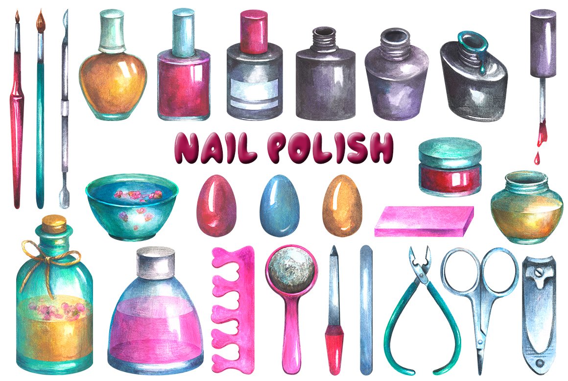 Different flasks for nail polish.