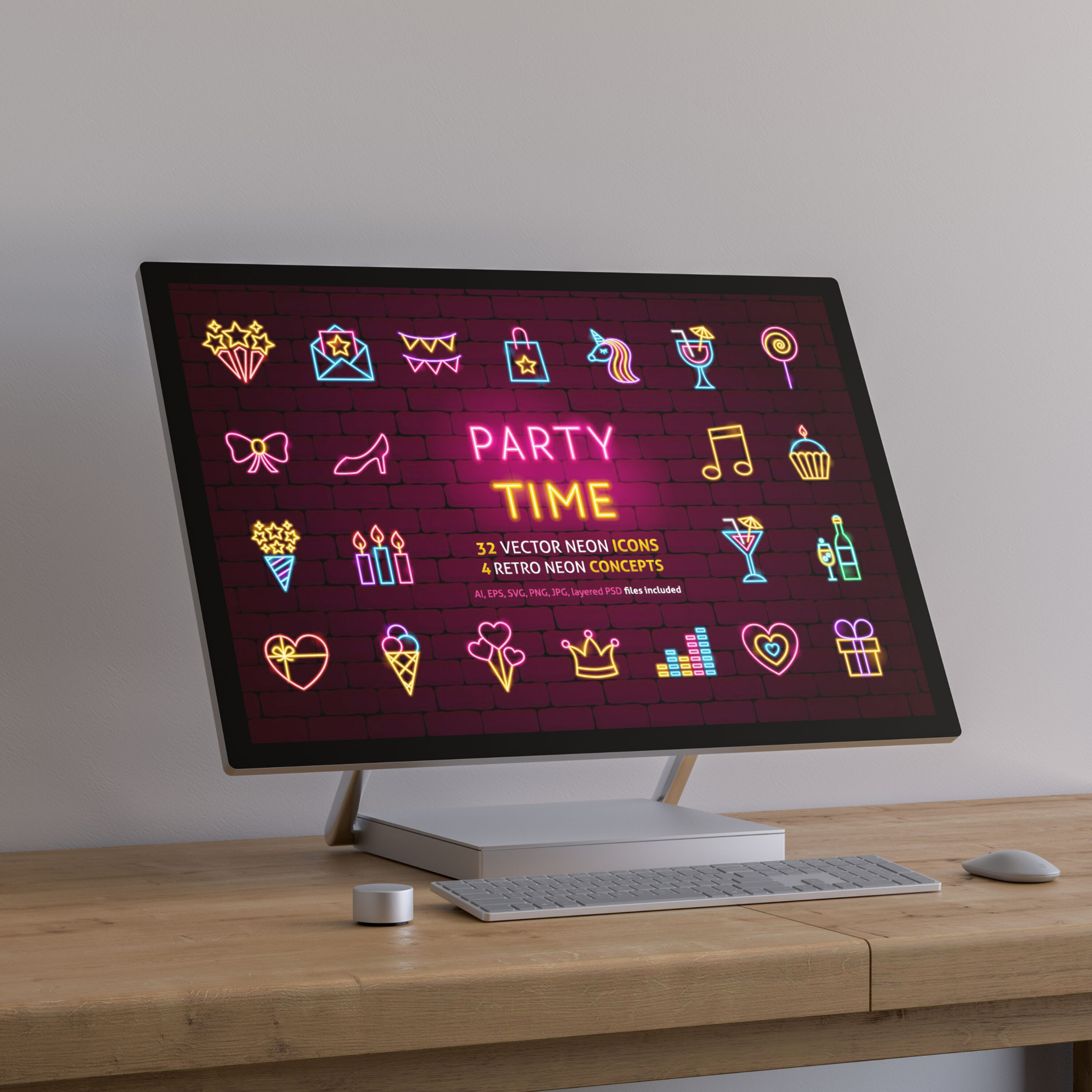 Prints of party neon.