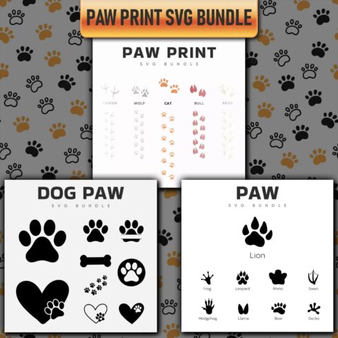 Dog paw print and paw print bundle.