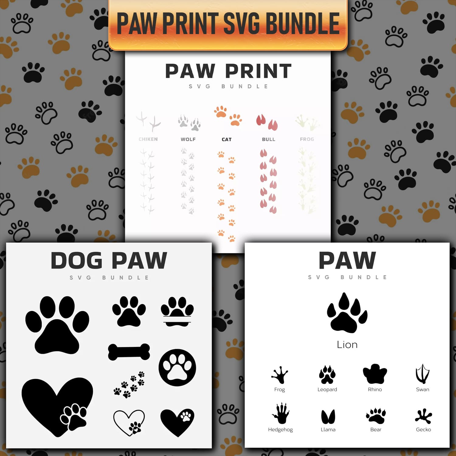 Giant Paw Print SVG Bundle