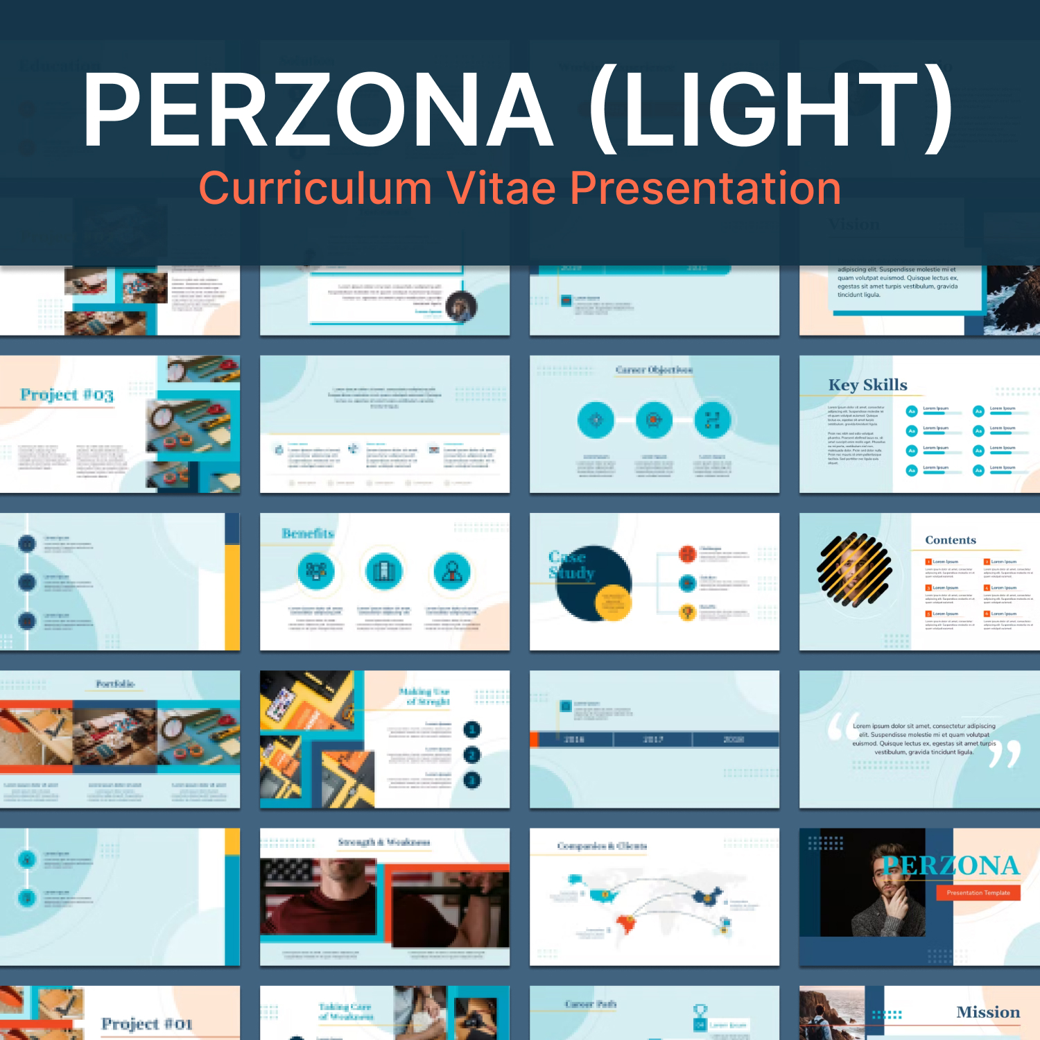 Prints of perzona light curriculum vitae presentation.