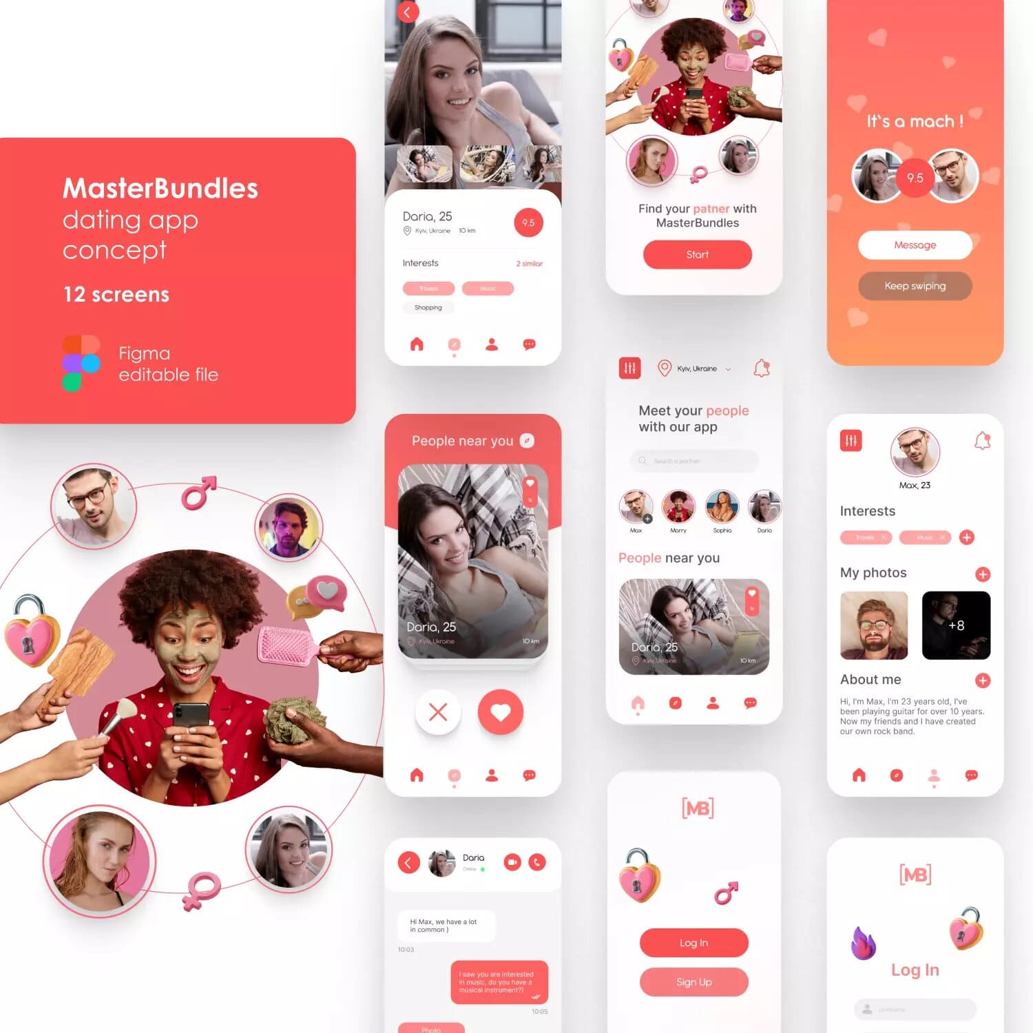 Pink Dating App UI Kit Preview 10.