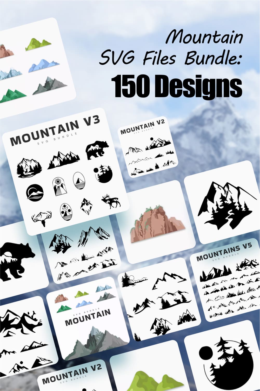 Mountain SVG Files Bundle 150 Designs Pinterest.