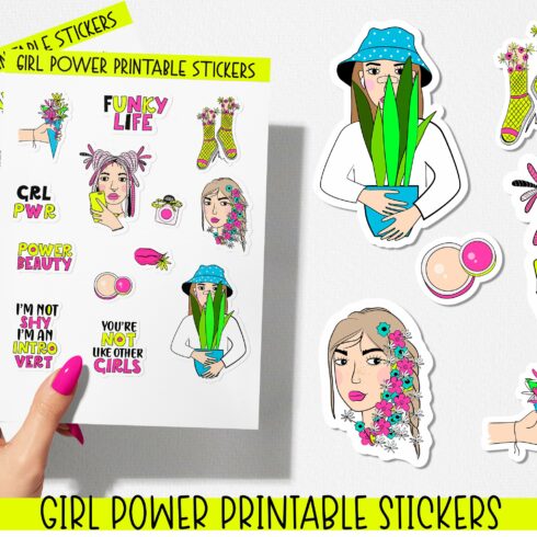 Girl Power Printable Stickers. PNG, JPG. | Master Bundles