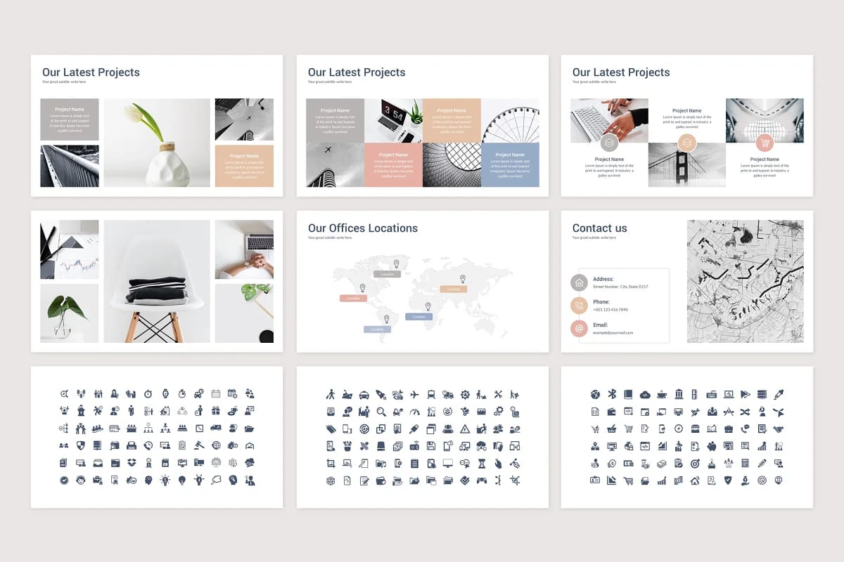 project proposal powerpoint template, icons.