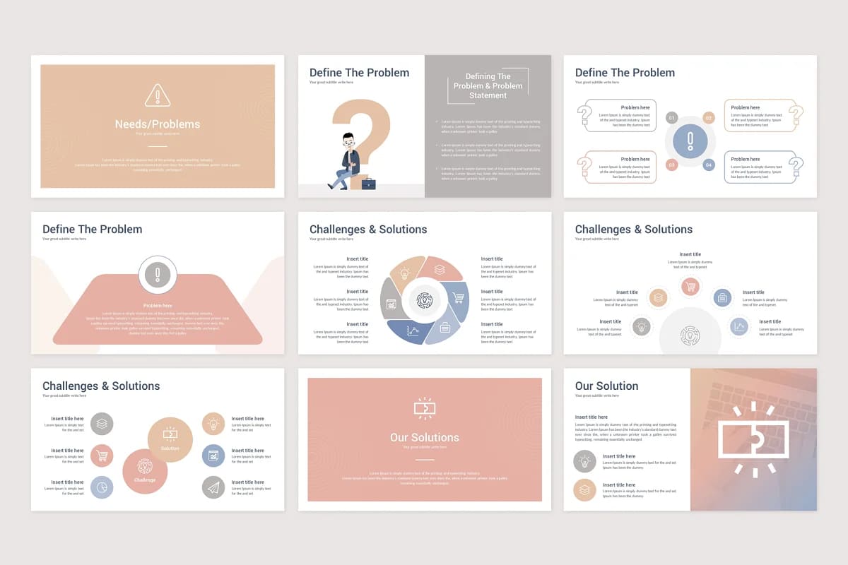 project proposal powerpoint template, problems and solutions slides.