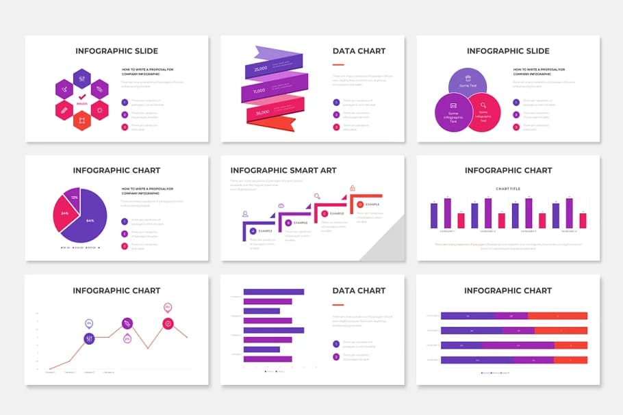 project proposal presentation bundle, infographics slides.