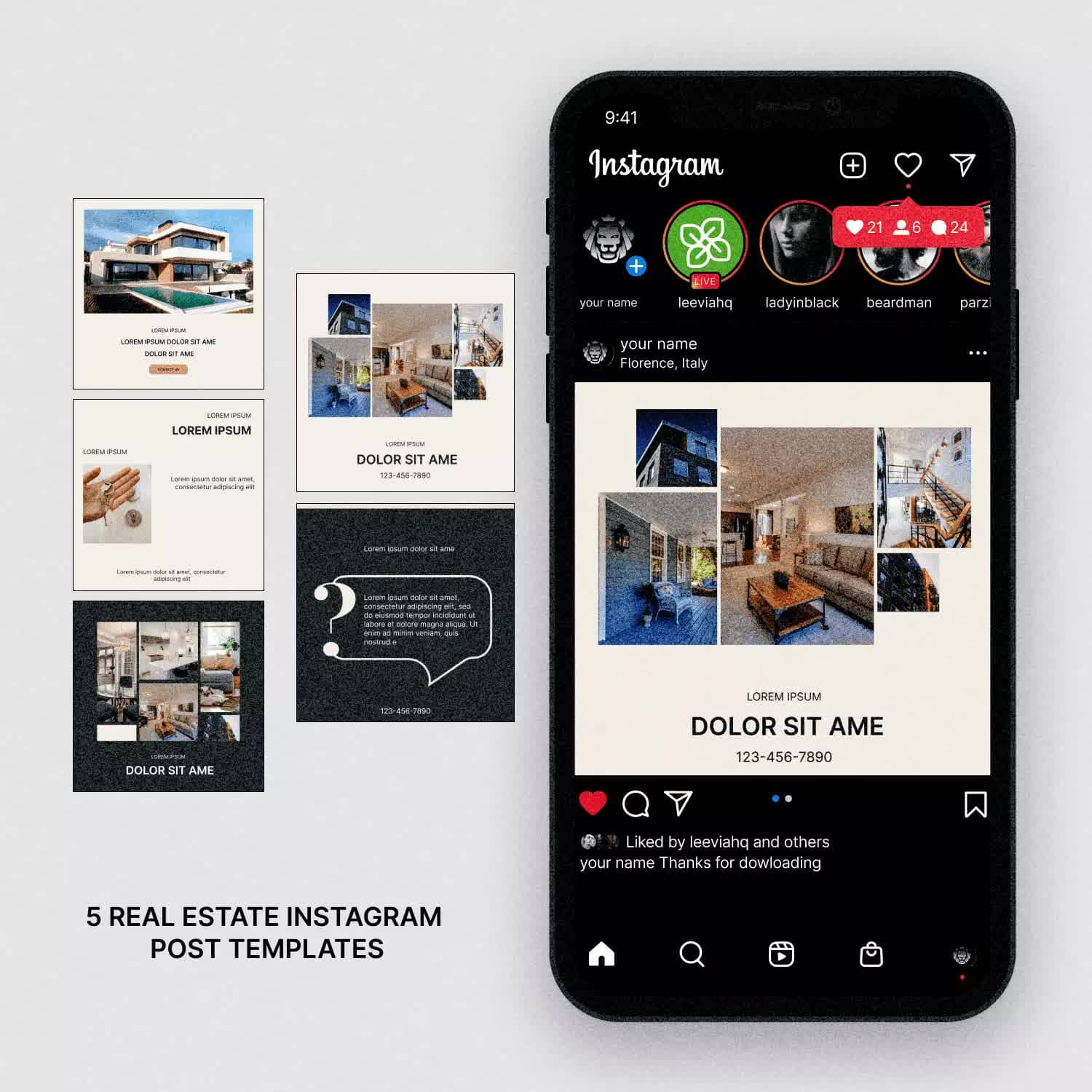 Real Estate Instagram Post Templates Preview 1.