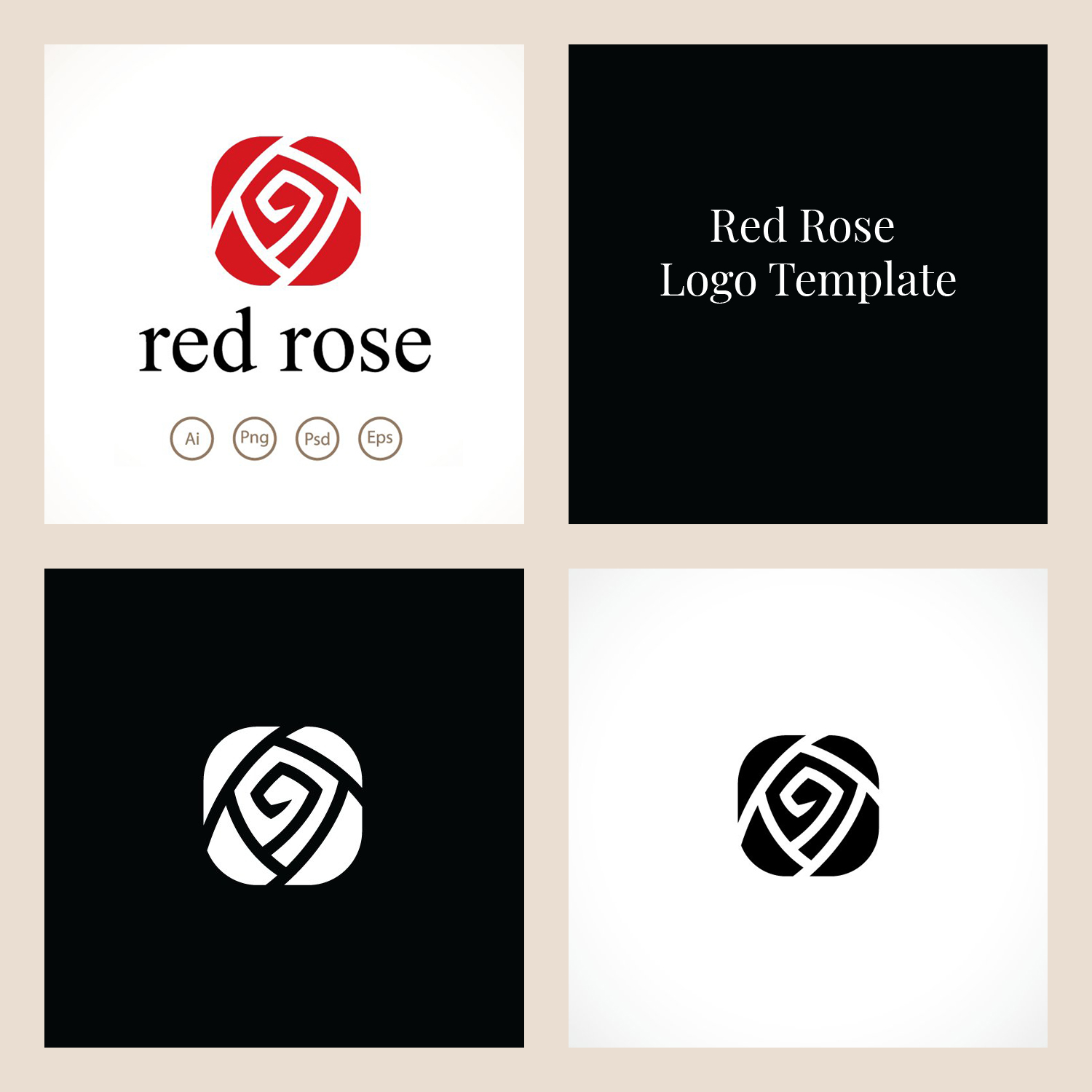 Red rose logo template preview.
