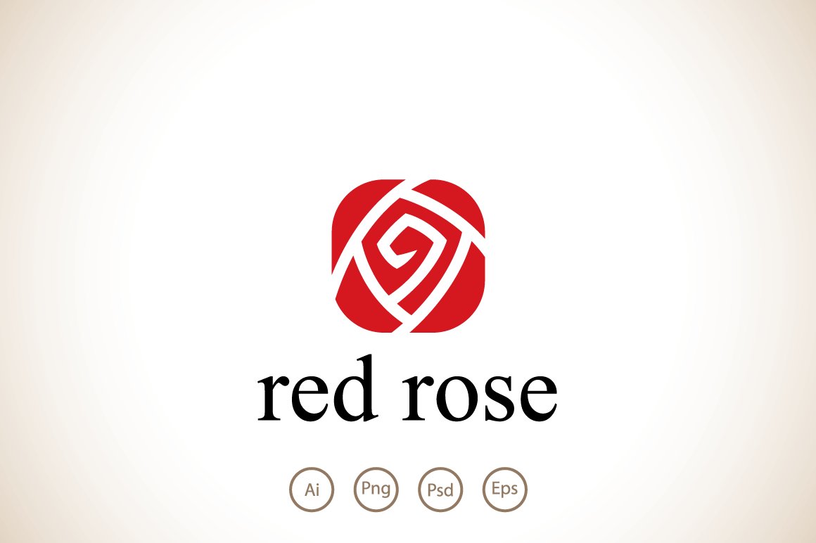 Beautiful square logo with red rose.