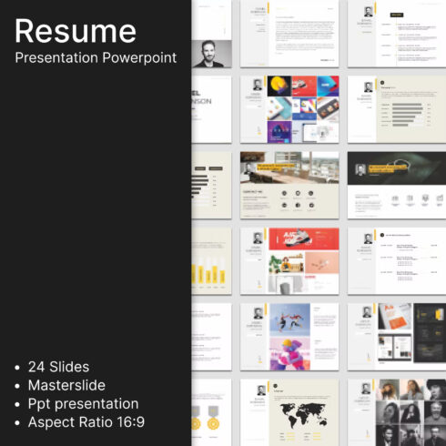 Prints of resume presentation powerpoint.