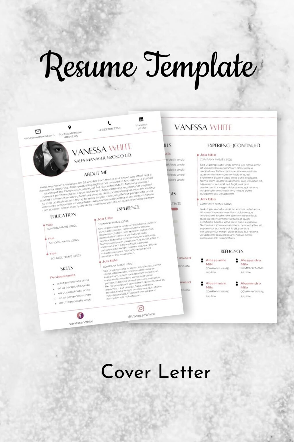 Resume Template , Cover Letter – MasterBundles