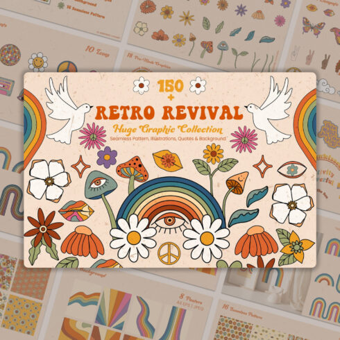 Preview retro revival 70s graphic collection.