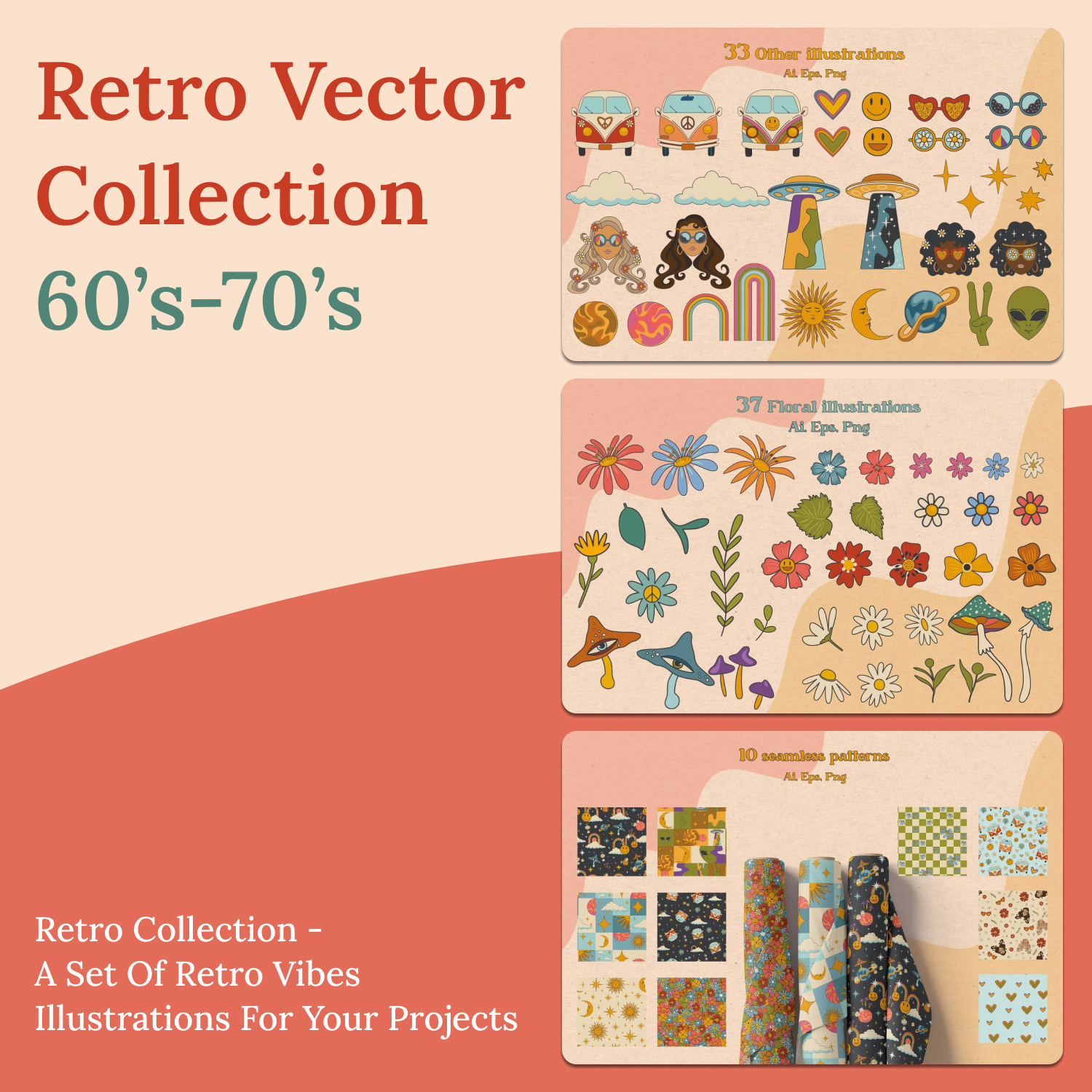 Preview retro vector collection.