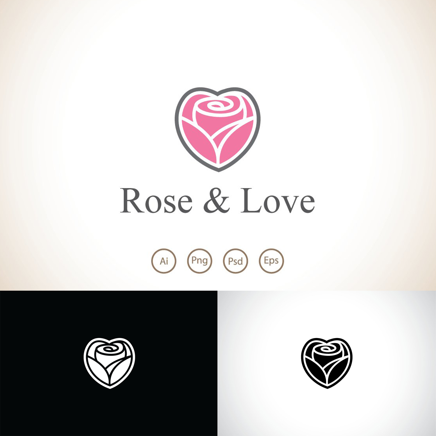 Prints of rose and love logo template.