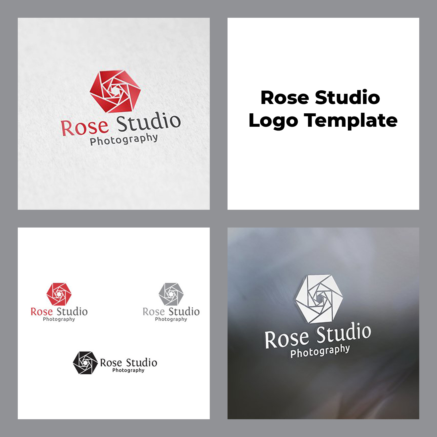 Rose studio logo template preview.