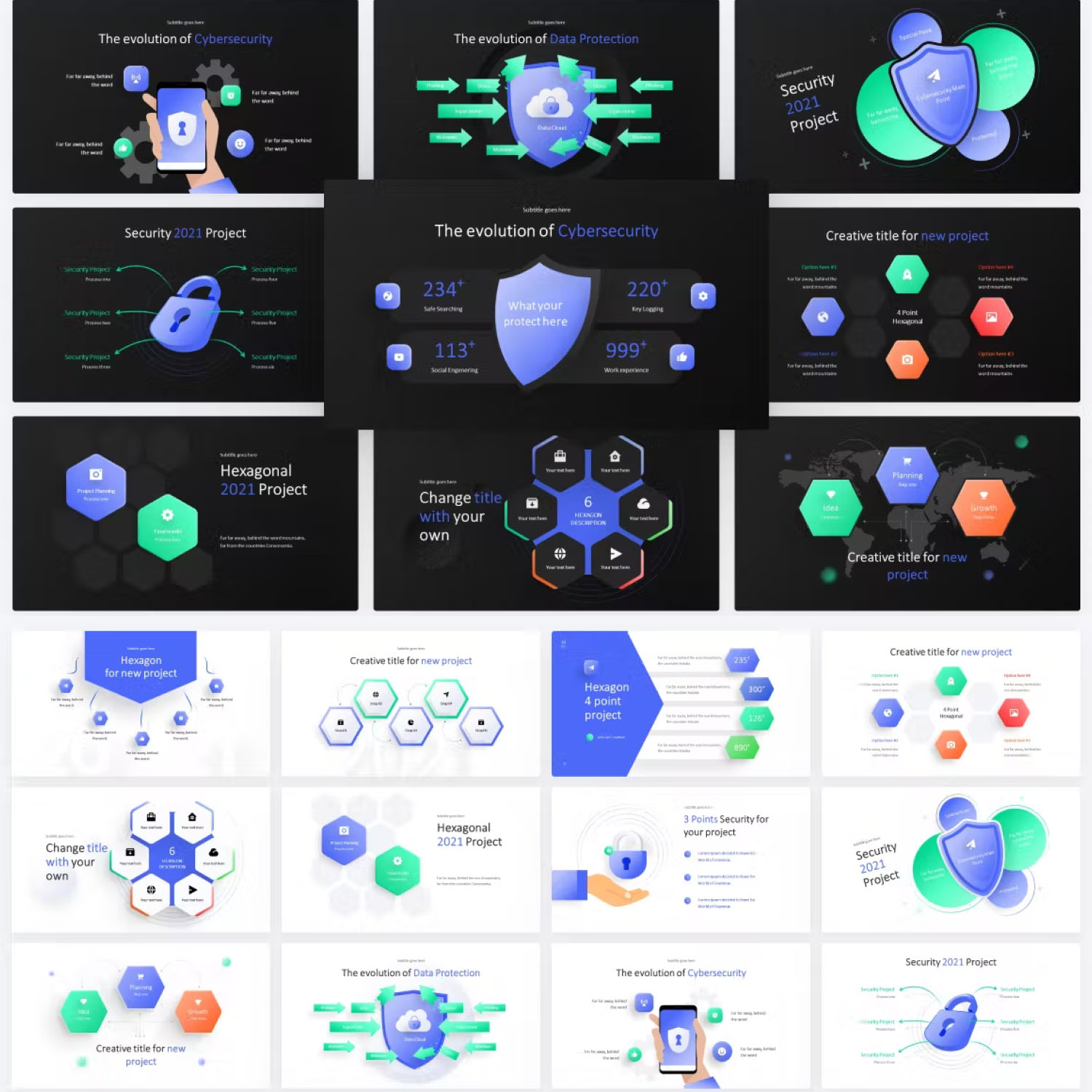 Preview security hexagonal powerpoint template.