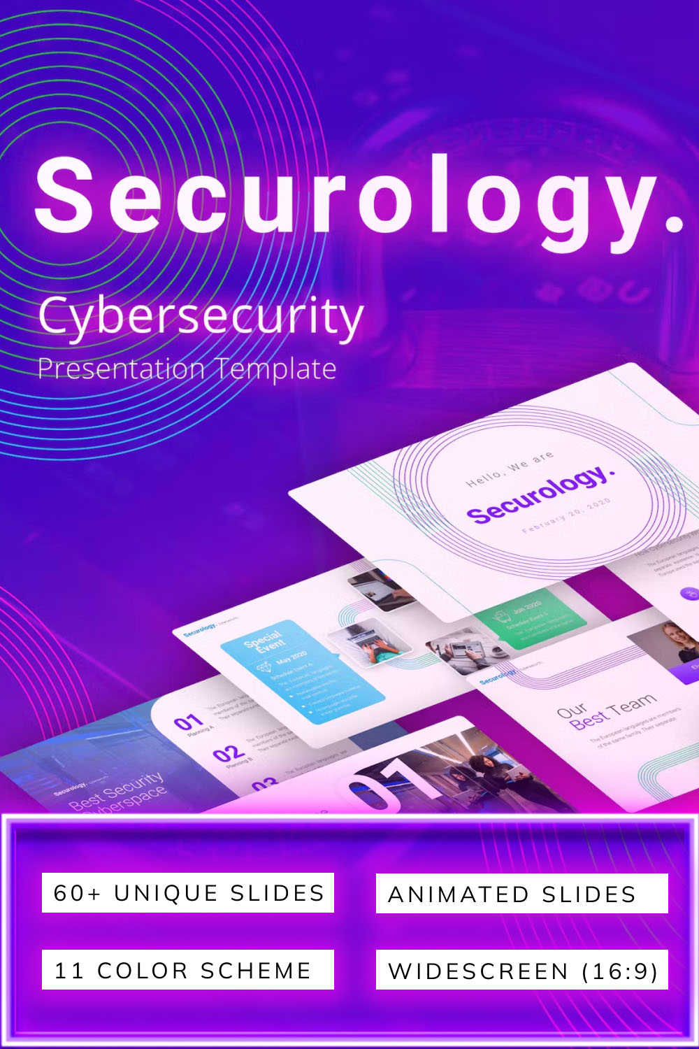 Securology cybersecurity powerpoint template of pinterest.
