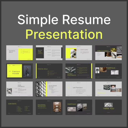 Prints of simple resume presentation.