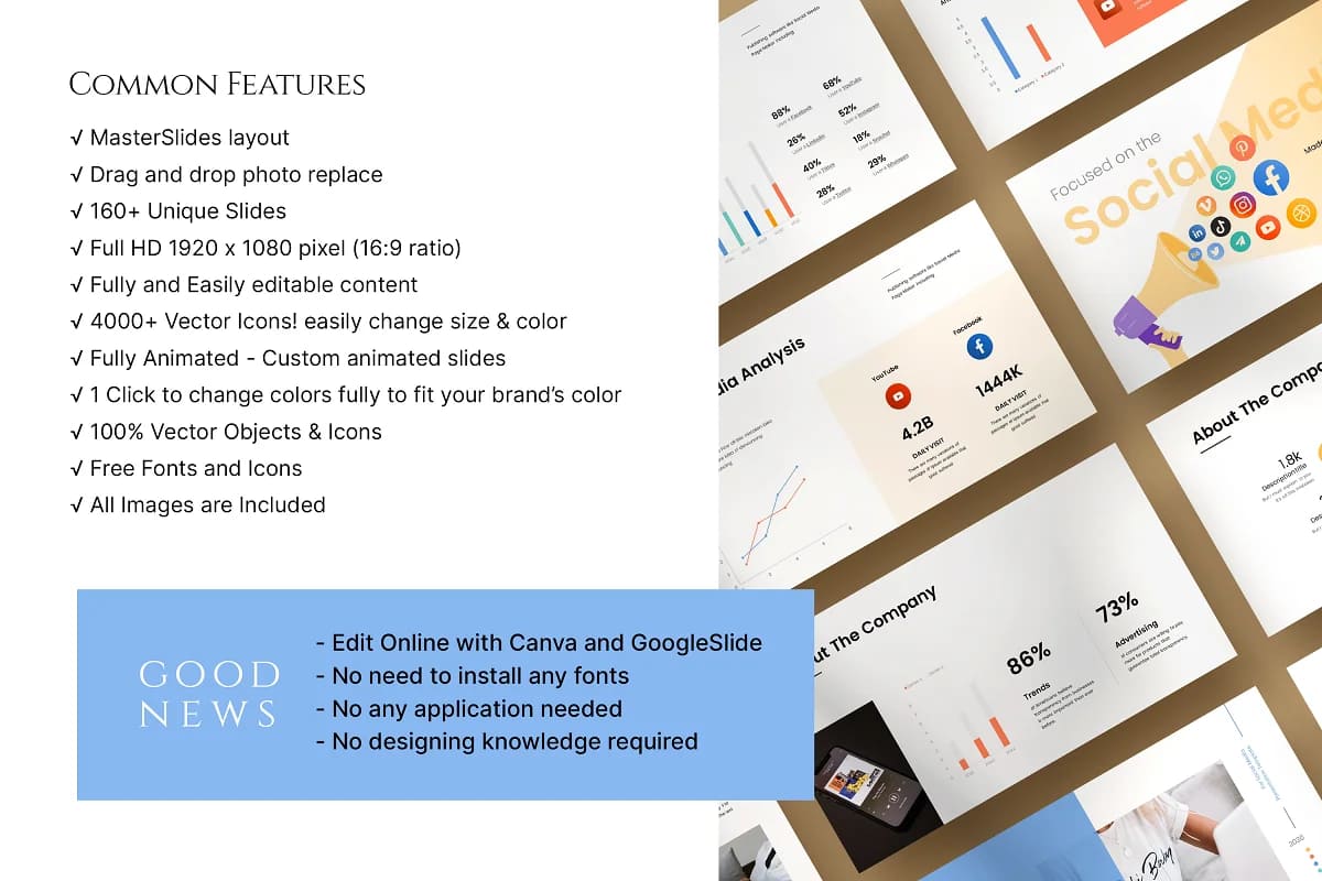 social media strategy template, special features.