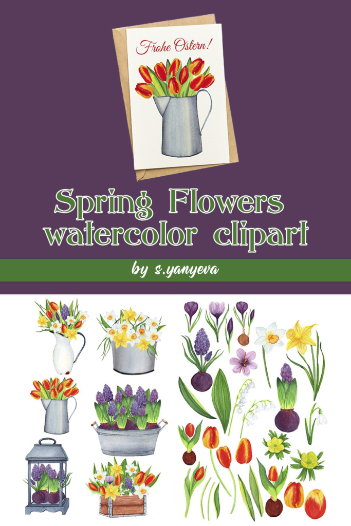 Spring Flowers Watercolor Clipart PNG – MasterBundles