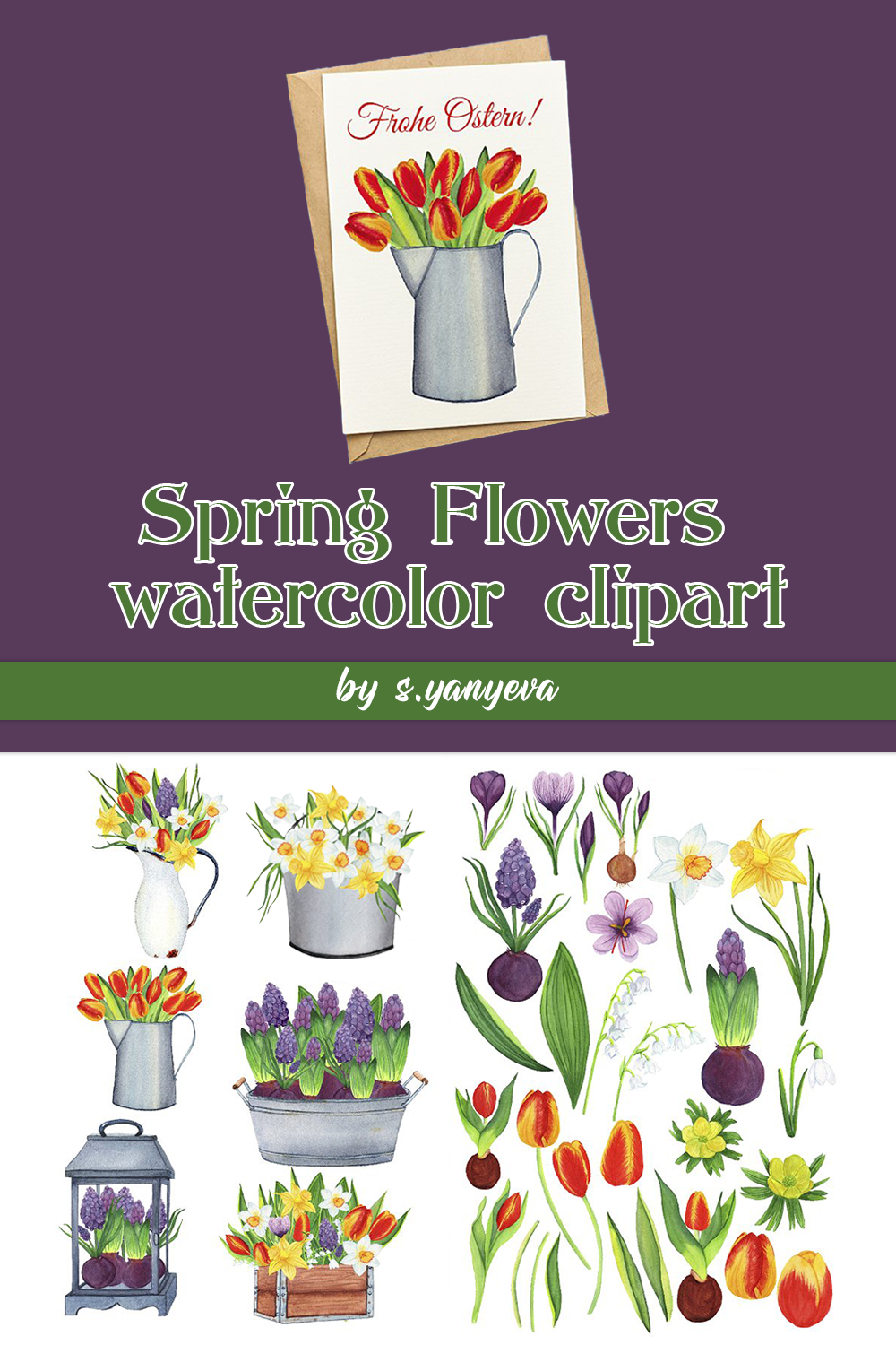 Spring flowers watercolor clipart of pinterest.