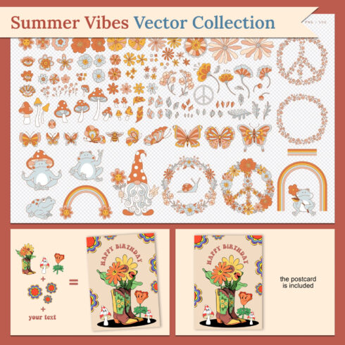 Prints of summer vibes vector collection.