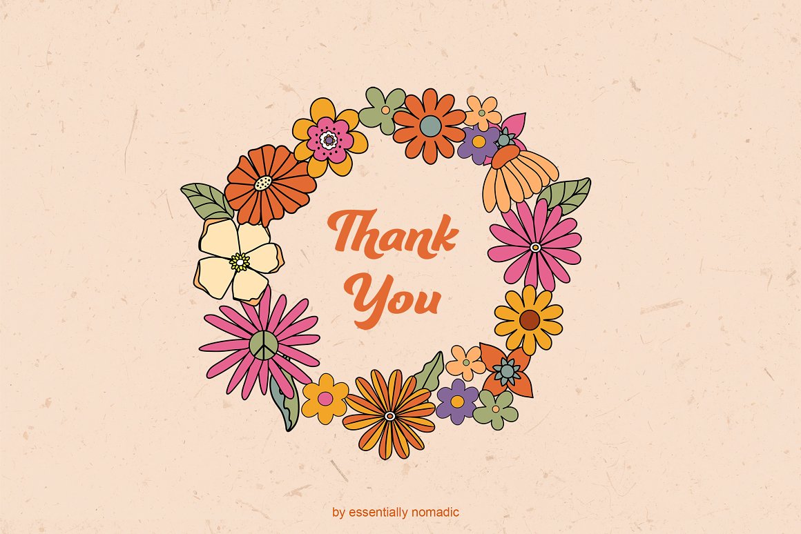 Thank you in a frame with flowers.